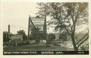 Anamosa Iowa Bridge Wapsipinicon River C - 1910 Rppc Photo Postcard Auto 8584