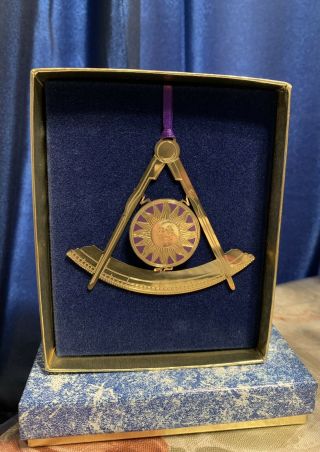 Masonic Ornament 1998 24 Kt Gold Finish Sun Gold & Purple