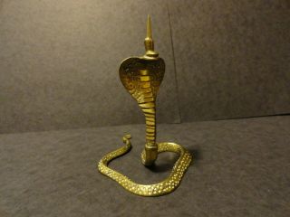 Vtg Brass Candle Holder Candlestick Snake Viper Serpent Spike