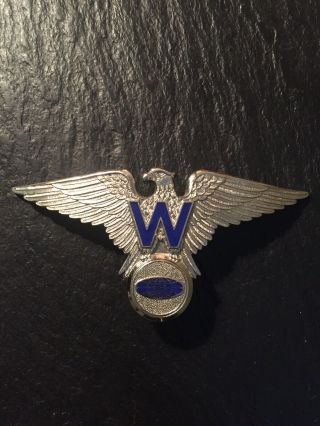Vintage Heavy Silver Eagle - Blue Enamel W Wackenhut Security Guard Cap - Hat Badge