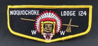 Boy Scouts Order Of The Arrow Noquochoke Lodge 124 F2 Flap Patch Ao No Re