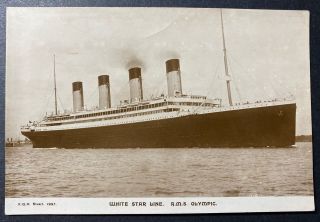 Rppc Rms Olympic Ocean Liner White Star Line Antique Titanic Sister Steamship