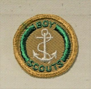 White Anchor Boy Scout Proficiency Award Badge Tan Cloth Troop Large Size $24.  99