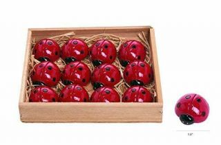Tii Set Of 12 Resin Mini Ladybugs 1.  5 " Long,  Lucky Red Ladybug Garden Figurines