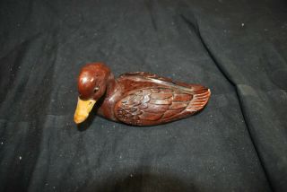 Hand Carved Wooden Duck By Christine Barr