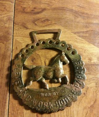 Antique Cleveland Work Horse Parade Metal Equestrian Medallion 4 " T 3 1/2 " W