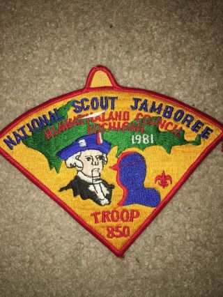 Boy Scout Bsa Hiawathaland Neckerchief Pie Michigan Council 1981 Jamboree Patch