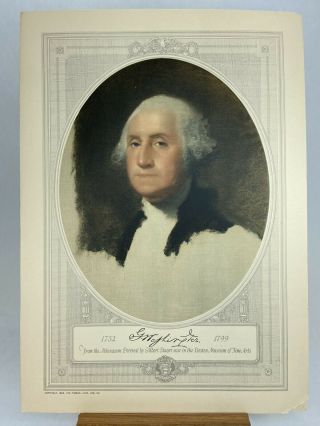 1929 President George Washington Color Lithograph Portrait Forbes Litho Co