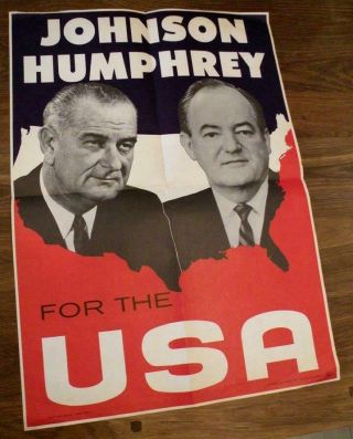 Johnson - Humphrey For The Usa Extra Large Poster,  1964 Democratic Nc