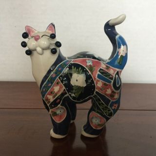 Amy Lacombe Whimsiclay Floral Cat 2002 Annaco Creations 86093