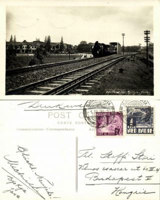 Indonesia,  Java Yogyakarta Djokja,  Railway With Train (1936) Rppc Postcard