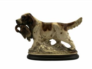 Vintage Hunting English Setter Dog & Duck Porcelain Figurine M Takai H125b73