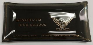 Vintage Lindblom High School Chicago Glass Dish Class Of 1941 20 Year Reunion