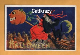Wall Halloween,  Witch & Black Cat Ride Jol Broom,  International Art
