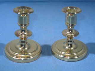 Pair Baldwin Brass 4 Inch Tall Mid Century Candle Stick Holders