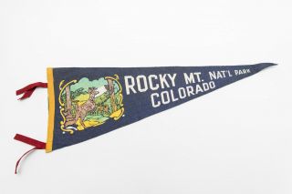 Vintage Rocky Mountain National Park Colorado Souvenir Felt Pennant 11 " X29 "