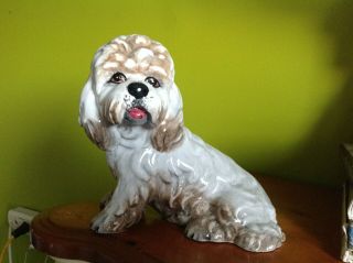 Large Vintage Ceramic Dog Figurine Made In Italy 9.  5 " Long