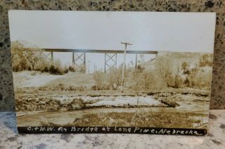 C.  & N.  W.  Railroad Bridge At Long Pine,  Nebraska Vintage Postcard Rppc By Miler