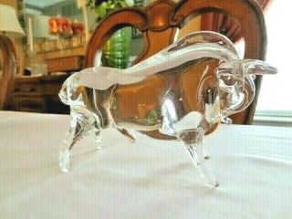 Vintage Clear Crystal Art Glass Bull Figure 2