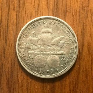 1893 World ' s Columbian Exposition Christopher Columbus Medal Half Dollar Silver 2
