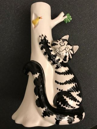 Vintage Sigma Tastesetter Kliban Black/white Cat Climbingtree Candle Holder