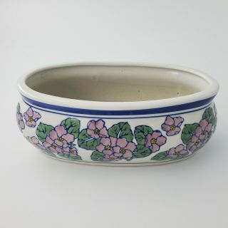 Aaa Imports Ceramic Bowl Planter Vase Pink Green Floral Vintage Flower Pot