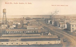 1910 Lake Andes South Dakota Sd Main Street Birdseye Rppc Postcard