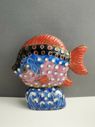 Vintage Cloisonne Fish Enamel Asian Figurine