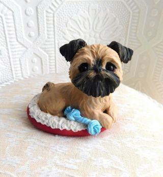 Brussels Griffon In Dog Bed Sculpture Furever Clay By Raquel