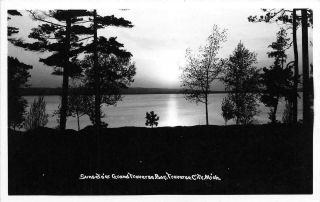 Rppc Traverse City Mi 1948 View Of A Sunset On Grand Traverse Bay 593