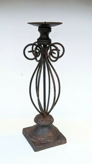 Vintage Large Black Wrought Iron Candleholder