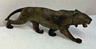Vintage Hand Carved Buffalo Horn Tiger Sculpture Figurine 6 "