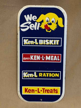 Painted Tin We Sell Ken - L Biskit Meal Treats Dog Food Advertising Door Push