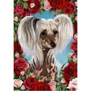 Roses House Flag - Chinese Crested 19069