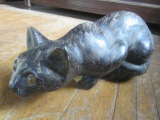 Vintage Large Cat Dootstop Glass Eyes N.  S.  Gustin Co. ,  Usa Hand Dec 16 "