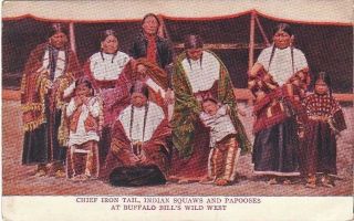 Postcard Chief Iron Tail Indian Squaws Buffalo Bill 