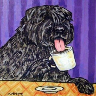 Bouvier Des Flandres At The Cafe Coffee Shop Dog Art Tile Coaster Gift Artwork