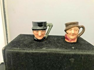 2 Royal Doulton Character Toby Jug Mug Tiny 1.  5 Inch Miniature