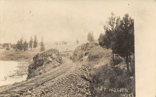 Malden Washington Postcard Usa Rppc Rock Cut Railroad Train Tracks Track By Lake