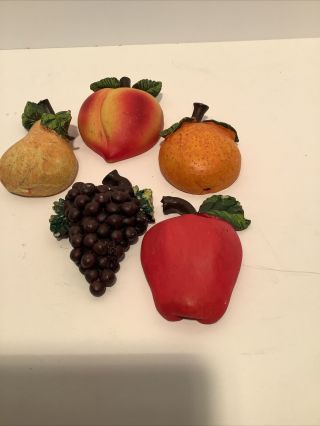 5 Piece Set Fruit Wall Art Grapes Pear Apple Orang Peach A4