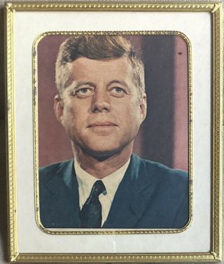 Vintage President John F Kennedy Jfk Framed Picture Hanging Wall Art Portrait