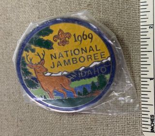 NOS Vintage 1969 NATIONAL JAMBOREE Boy Scout NECKERCHIEF SLIDE BSA Idaho Jambo 3