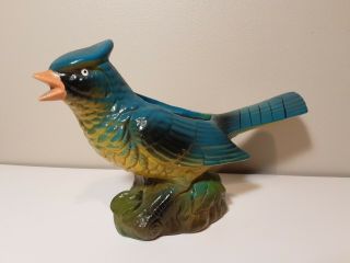 Vintage Blue Jay Bird Planter