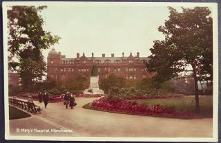 Colour Real Photo Postcard St Mary`s Hospital From Whitworth Park - Manchester