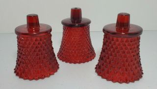 Vintage Hobnail Red Glass Votive Candle Holders For Sconces 2 Diamond 1 Bubble