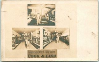 1910 Queen City Missouri Rppc Real Photo Postcard Cook & Lind Cash Store 3 Views