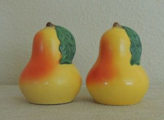 Vintage Pear Salt & Pepper Shakers Hand Painted Made In Japan Corks