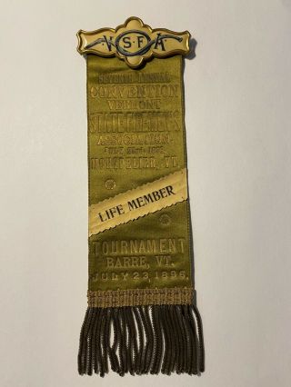 Vintage Firemans Parade Ribbon - 7th Convention Vermont State Firemen 