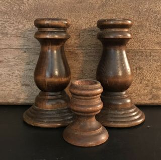 3 Vintage Mid Century Modern Wooden Candle Sticks Holders Cornwall Industries