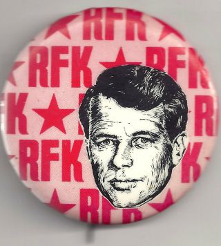 2 " Rfk Bobby Kennedy 1968 Campaign Pin Robert F.  Kennedy Pinback Star Background